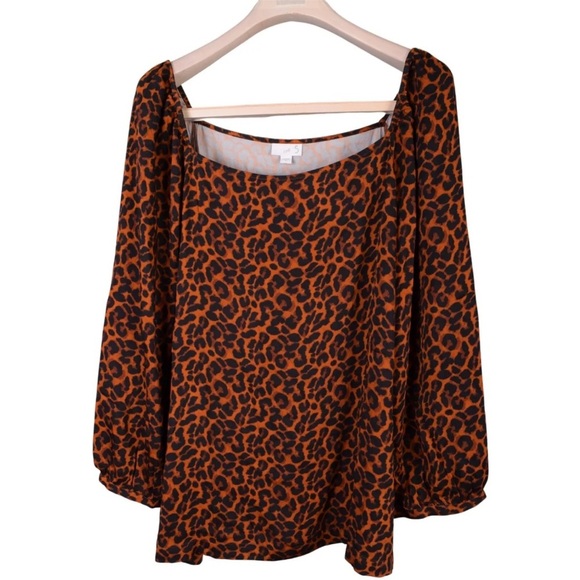 J Jill Women Blouse Top Plus Size 2X Copper Leopard Witchy Whimsy Goth - Picture 2 of 7